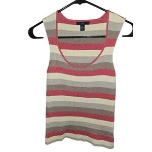 Striped Sleeveless Top -  Mauve, Tan & Cream